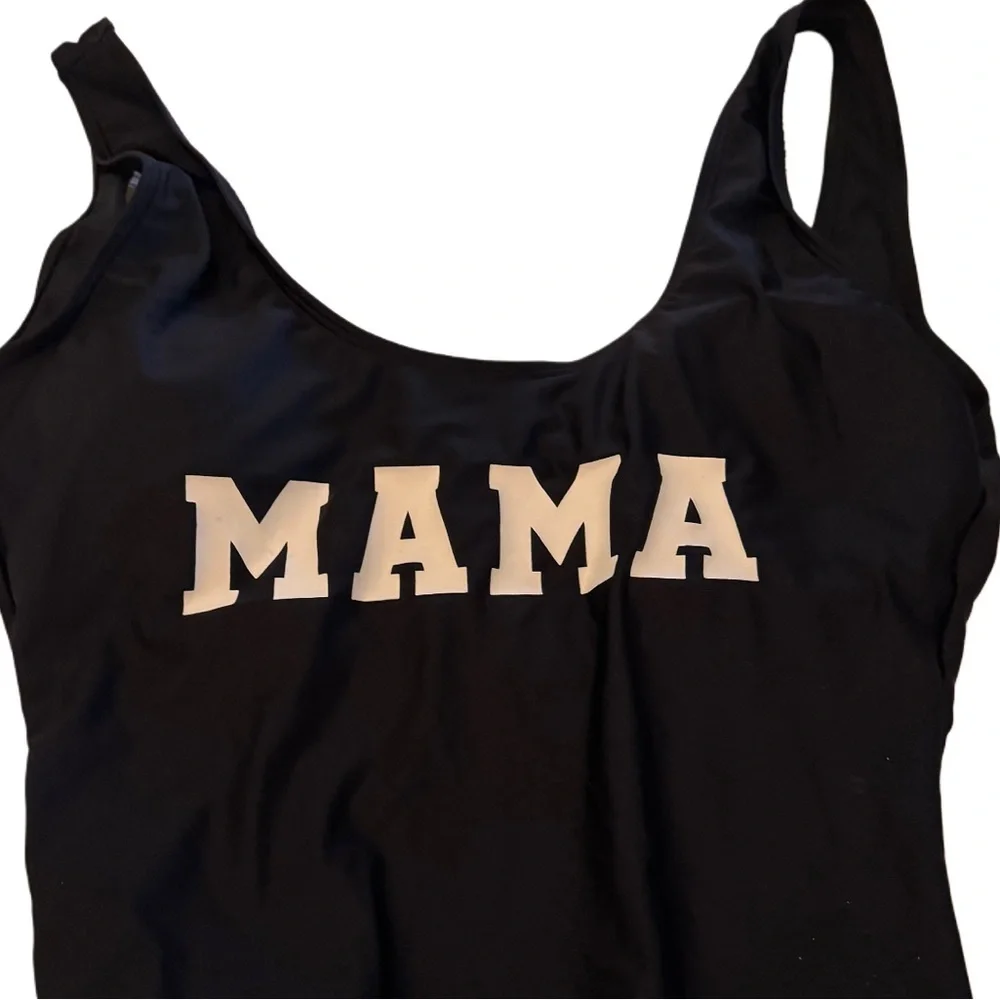 NWOT Women’s Black 'MAMA' one piece Swimsuit from “PatPat”, size S - Picture 2 of 5
